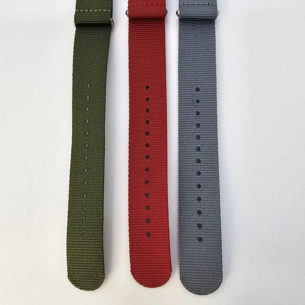 3X 22MM Nylon Canvas Watch Band 1 Piece Strap Green Red Gray‎ Men's Watch Band